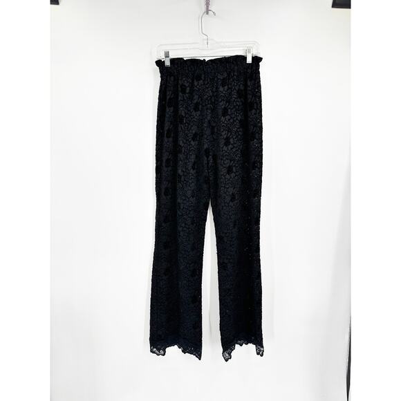 Free People Cloud Ride Black Lace Wide Leg Pull-On Loungewear Pants Size Small - Picture 3 of 4